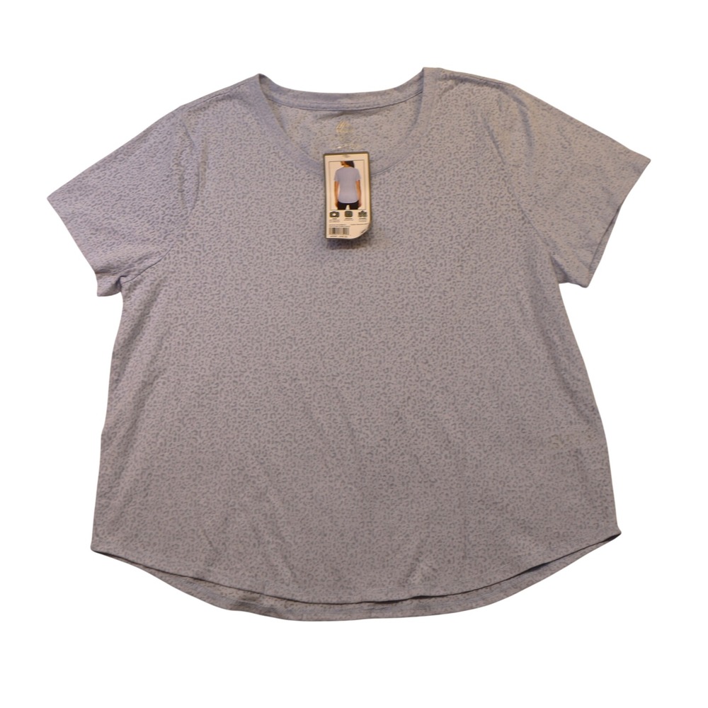 RBX Women XXL Short Sleeve Tee Serene Blue Burnout Knit Animal Print 328915